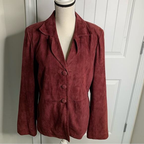 Vintage Austin Reed red suede leather jacket size‎ 14 old money mob wife - Picture 1 of 6